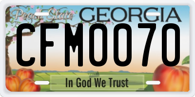 GA license plate CFM0070