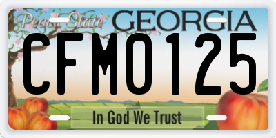 GA license plate CFM0125
