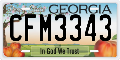 GA license plate CFM3343