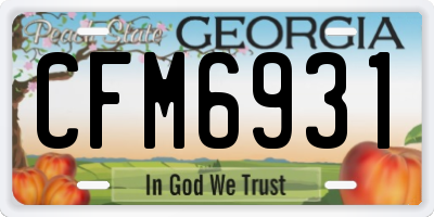 GA license plate CFM6931