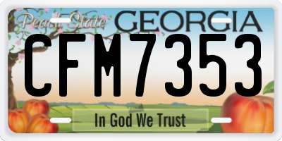GA license plate CFM7353