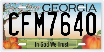GA license plate CFM7640