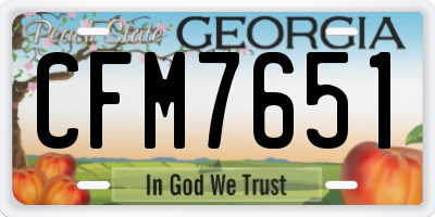 GA license plate CFM7651