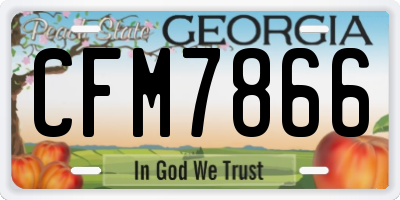 GA license plate CFM7866