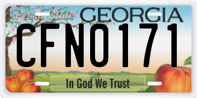 GA license plate CFN0171