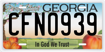 GA license plate CFN0939