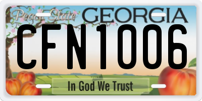 GA license plate CFN1006