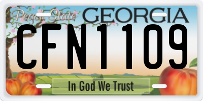 GA license plate CFN1109