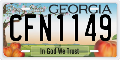 GA license plate CFN1149
