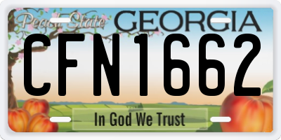 GA license plate CFN1662