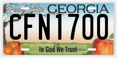 GA license plate CFN1700