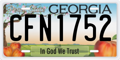 GA license plate CFN1752