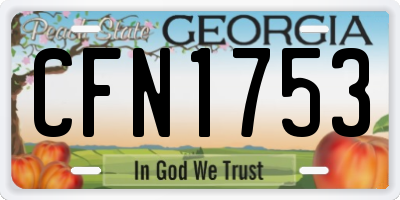 GA license plate CFN1753