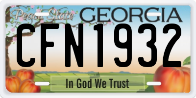 GA license plate CFN1932
