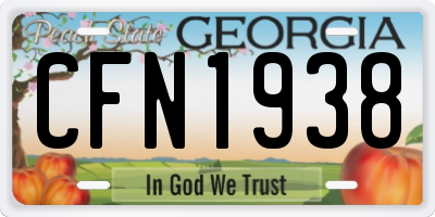 GA license plate CFN1938