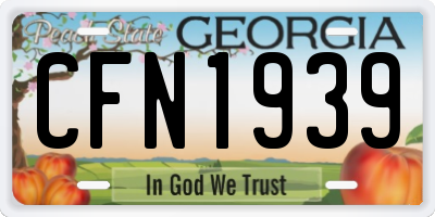 GA license plate CFN1939