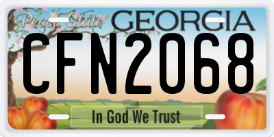 GA license plate CFN2068