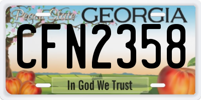 GA license plate CFN2358