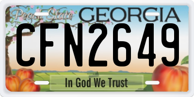 GA license plate CFN2649