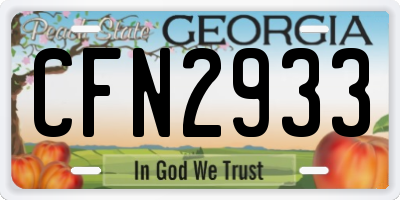 GA license plate CFN2933