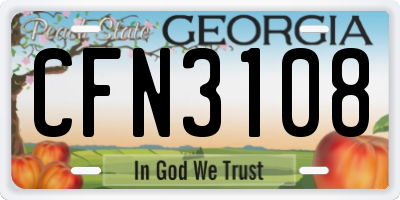 GA license plate CFN3108