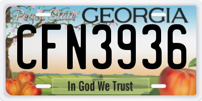 GA license plate CFN3936