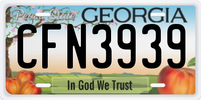 GA license plate CFN3939