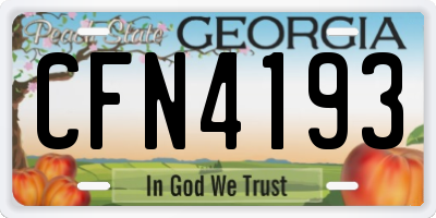 GA license plate CFN4193