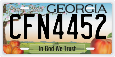 GA license plate CFN4452