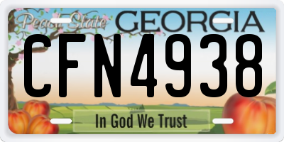 GA license plate CFN4938