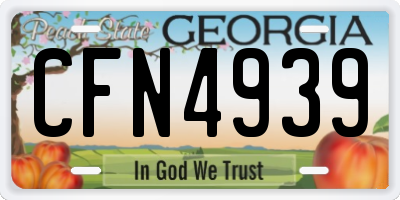 GA license plate CFN4939