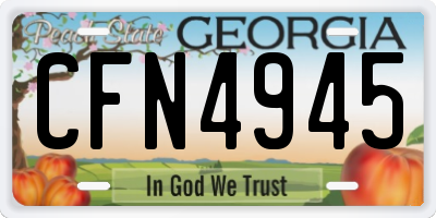 GA license plate CFN4945
