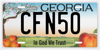 GA license plate CFN50