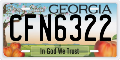 GA license plate CFN6322