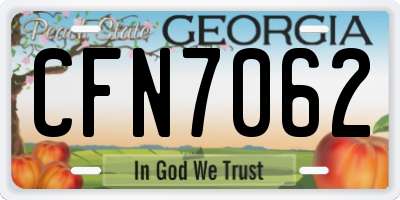 GA license plate CFN7062
