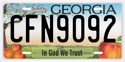 GA license plate CFN9092