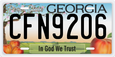 GA license plate CFN9206
