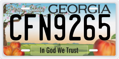 GA license plate CFN9265