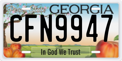 GA license plate CFN9947