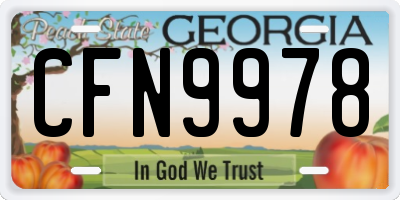 GA license plate CFN9978