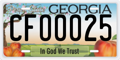 GA license plate CFO0025