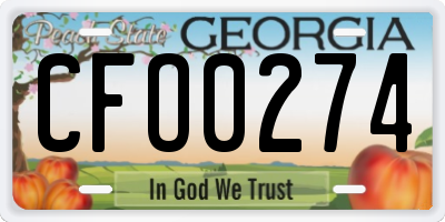 GA license plate CFO0274