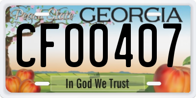 GA license plate CFO0407
