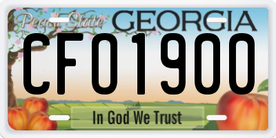 GA license plate CFO1900