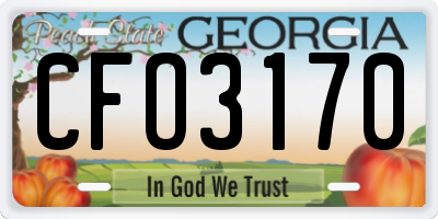 GA license plate CFO3170
