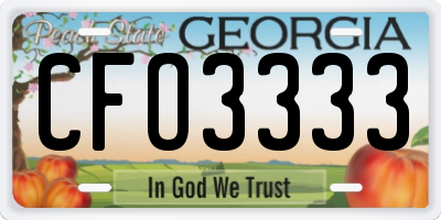 GA license plate CFO3333