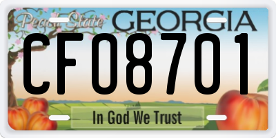 GA license plate CFO8701