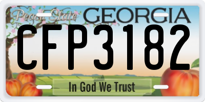 GA license plate CFP3182