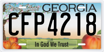 GA license plate CFP4218