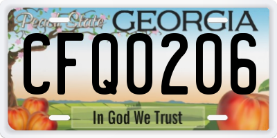 GA license plate CFQ0206